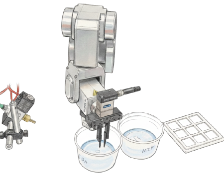 Robots developing a chip for nano-fabrication